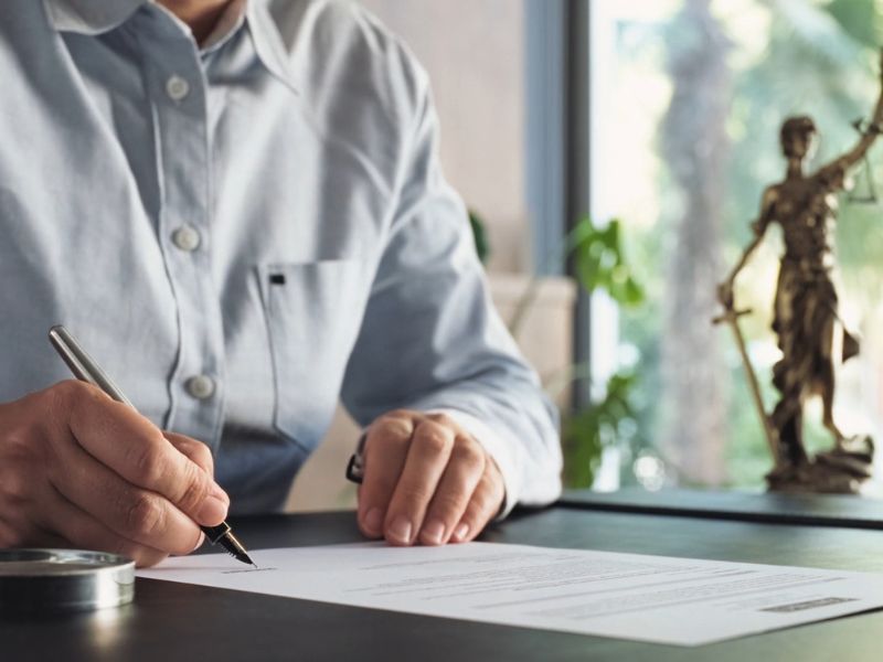 advokat potpisuje papir